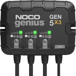 imageNOCO Genius GEN5X3 3Bank 15A Onboard Battery Charger  5A Per Bank 12V Waterproof Marine Charger with Overcharge Protection ampamp Temperature Compensation  for LeadAcid ampamp Lithium Batteries15A 5A per Bank